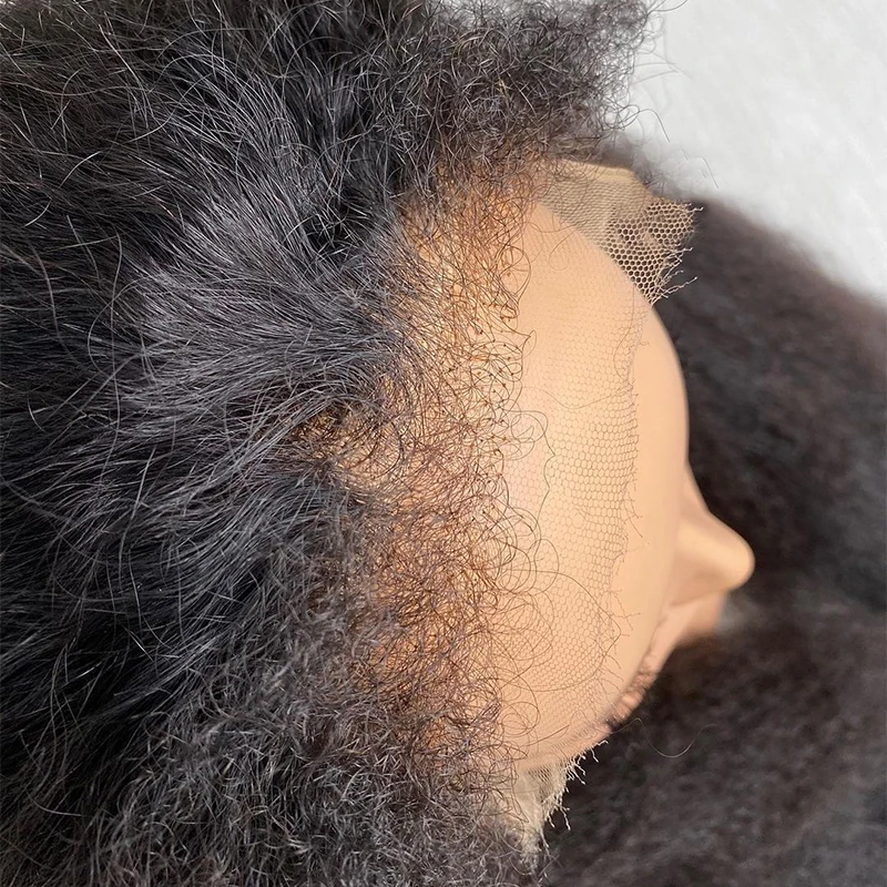 Kinky Edges Natural Hairline Wig Glueless Full Lace Human Hair Wigs Kinky Straight 13x6 Lace Front Human Hair Wigs Curly Baby