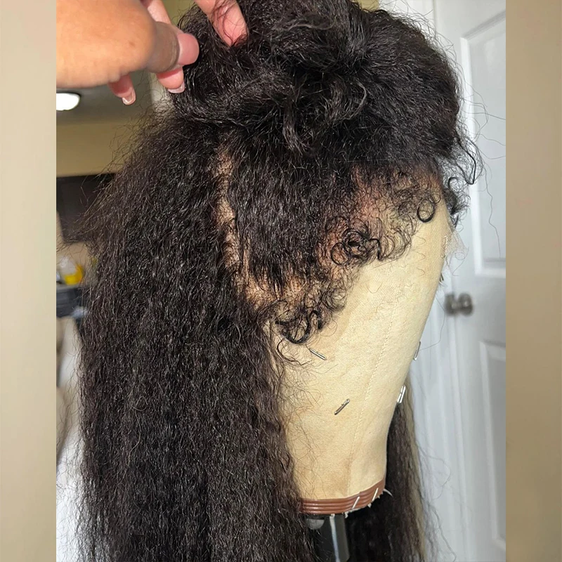 Kinky Edges Natural Hairline Wig Glueless Full Lace Human Hair Wigs Kinky Straight 13x6 Lace Front Human Hair Wigs Curly Baby