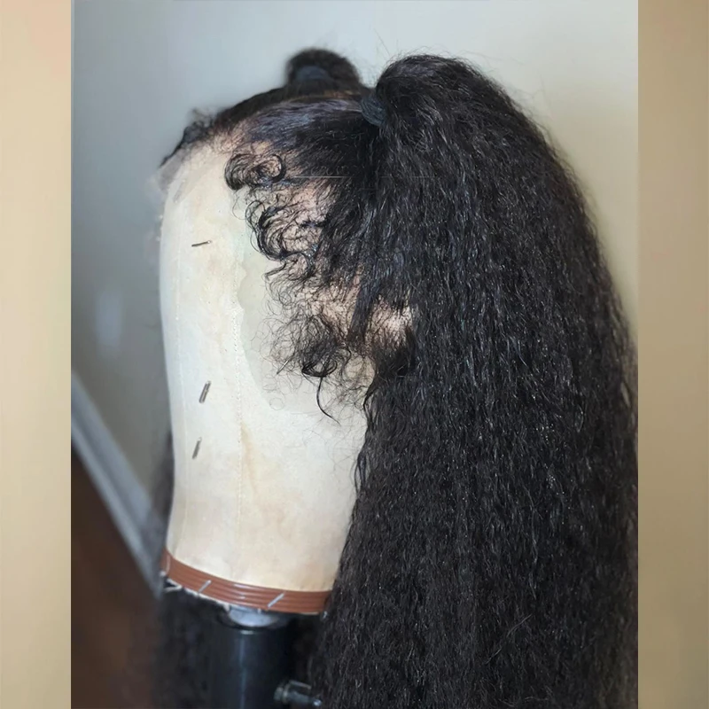 Kinky Edges Natural Hairline Wig Glueless Full Lace Human Hair Wigs Kinky Straight 13x6 Lace Front Human Hair Wigs Curly Baby
