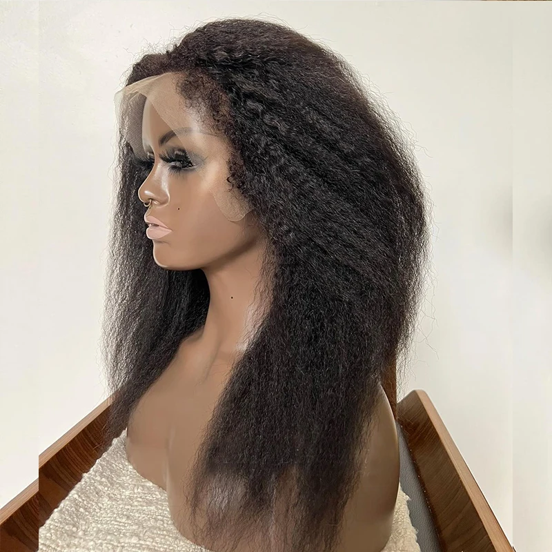 Kinky Edges Natural Hairline Wig Glueless Full Lace Human Hair Wigs Kinky Straight 13x6 Lace Front Human Hair Wigs Curly Baby