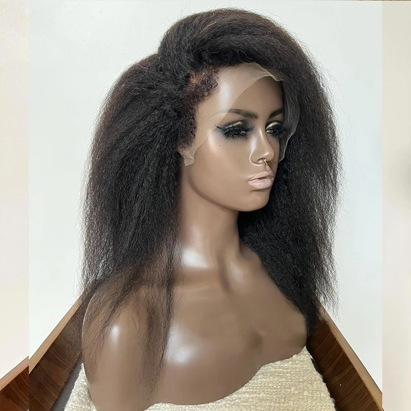Kinky Edges Natural Hairline Wig Glueless Full Lace Human Hair Wigs Kinky Straight 13x6 Lace Front Human Hair Wigs Curly Baby