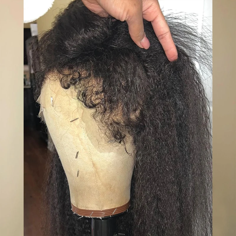 Kinky Edges Natural Hairline Wig Glueless Full Lace Human Hair Wigs Kinky Straight 13x6 Lace Front Human Hair Wigs Curly Baby
