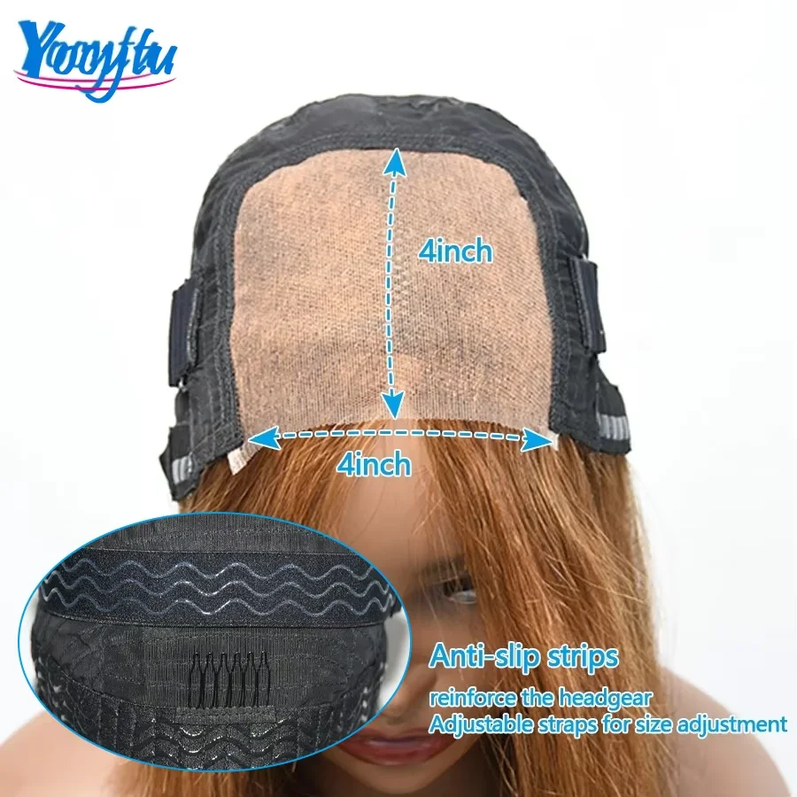 YOCYTU Chocolate Brown Lace Front Wigs 12 Inch Glueless Wigs Human Hair For Women 4X4 Bob Wig Human Hair 3 Days Delivery France