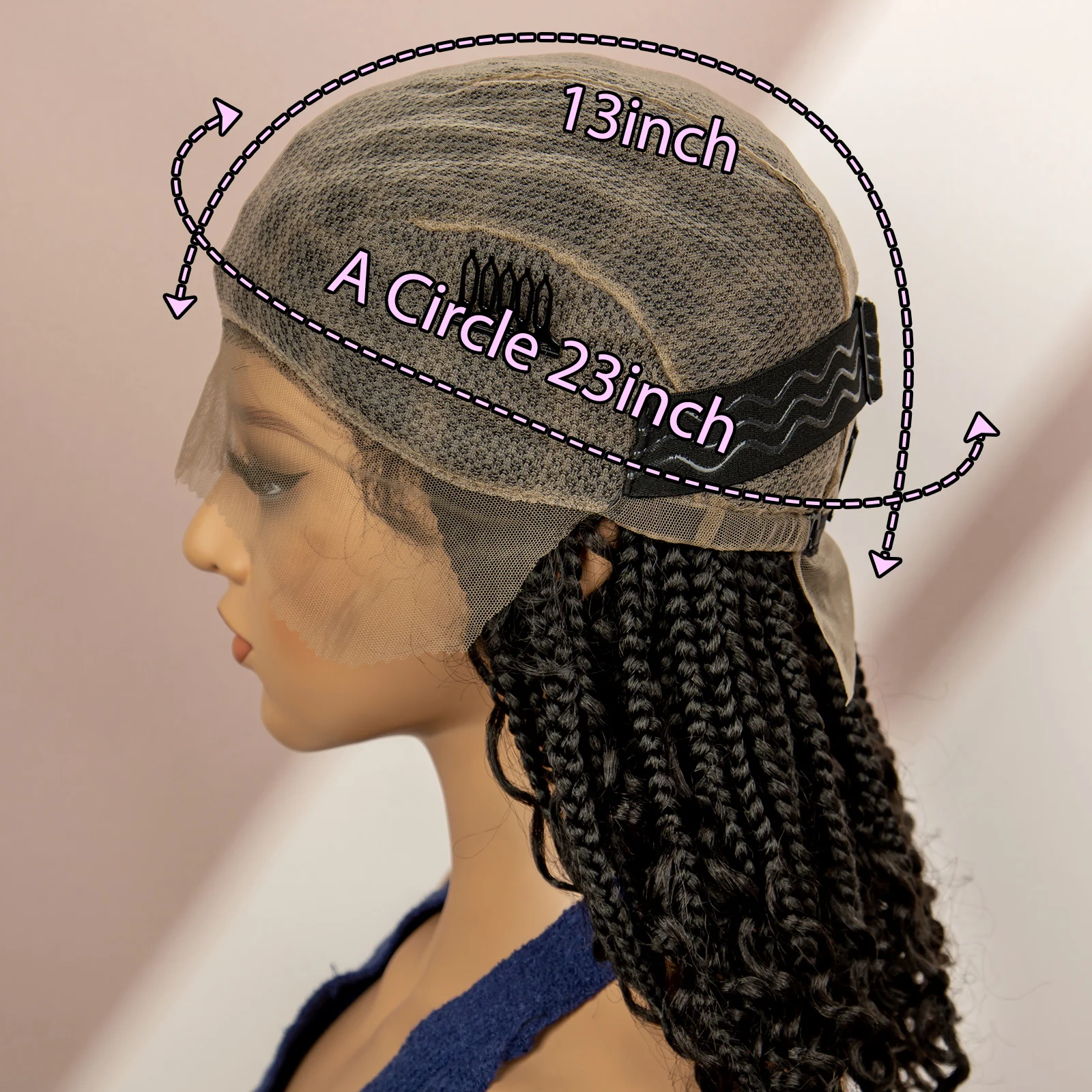 99J Burgundy Color Box Braided Wigs Synthetic Full Lace Knotless Square Box Braids Wig Curly Hair Wig for Women