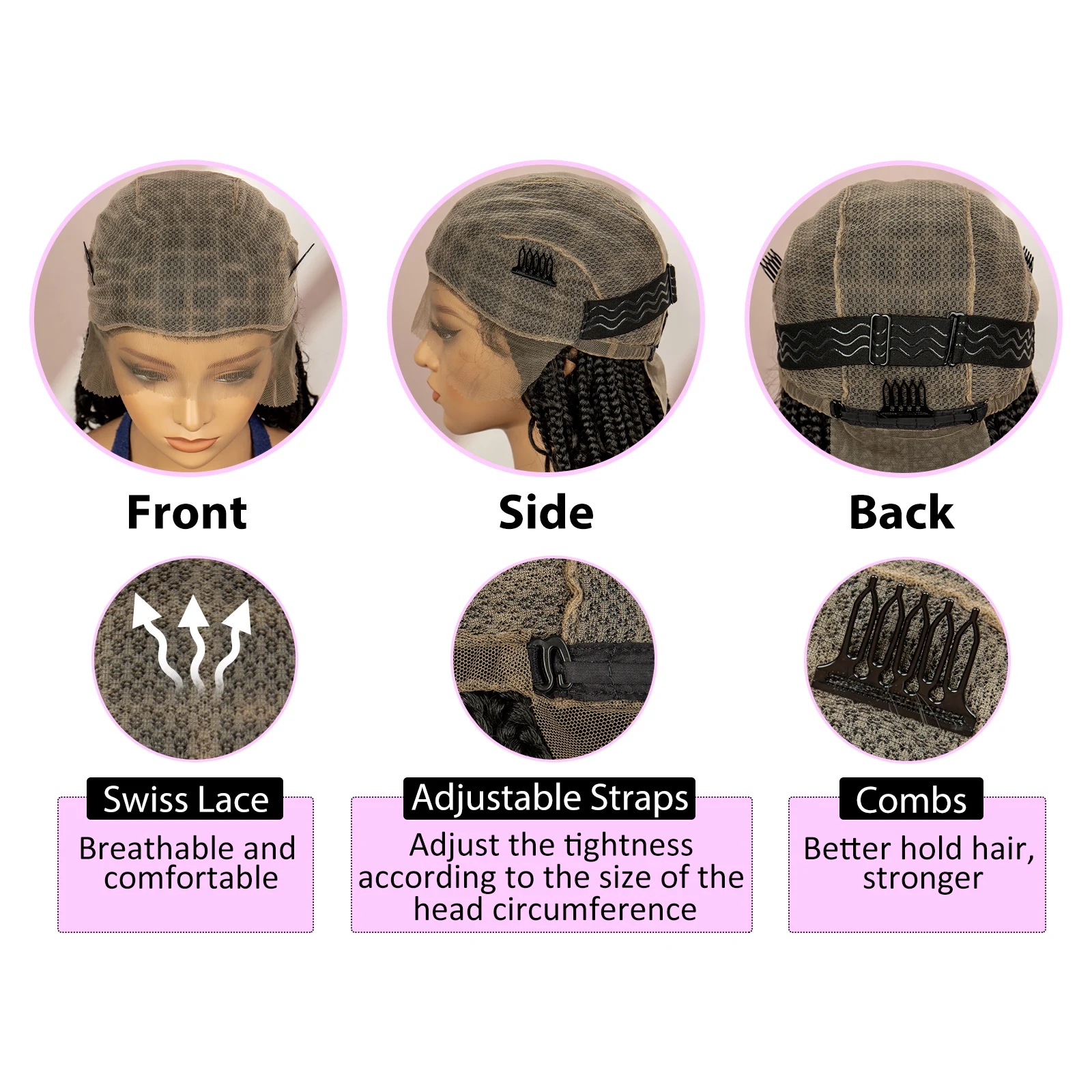 99J Burgundy Color Box Braided Wigs Synthetic Full Lace Knotless Square Box Braids Wig Curly Hair Wig for Women