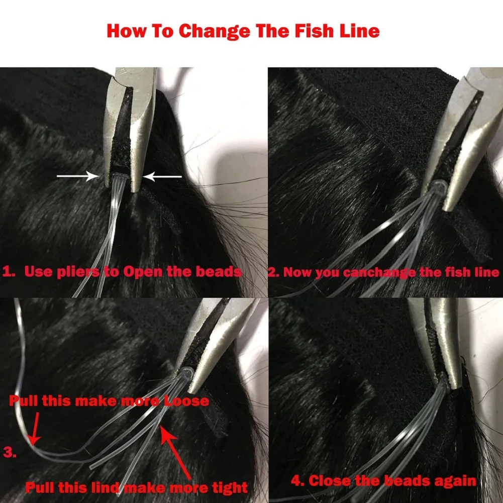 Halo Hair Extensions Human Hair Wire Human Hair Natural Straight Hairpiece  Hair Extension Invisible Fish Line