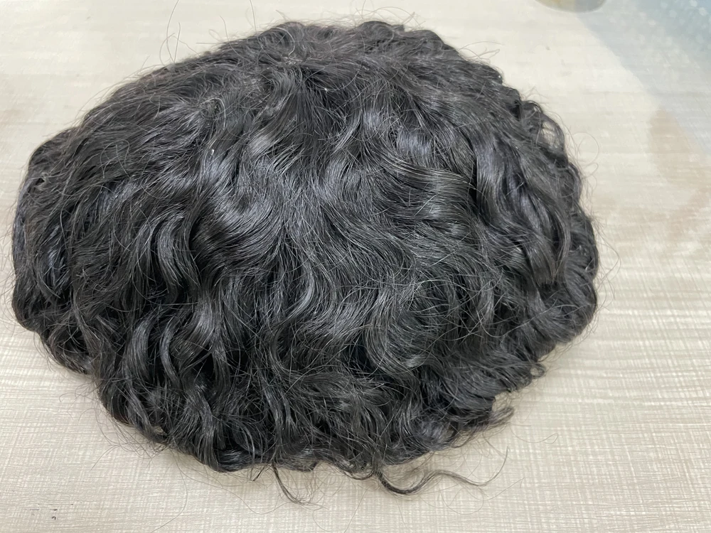 Water Wave Man Toupee Mono NPU Human Hair Wigs 100% Indian Remy Human Hair Durable Hair Prosthesis Curly Hair System Natural