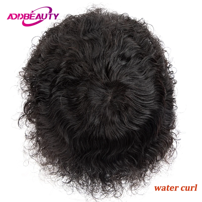 Water Wave Man Toupee Mono NPU Human Hair Wigs 100% Indian Remy Human Hair Durable Hair Prosthesis Curly Hair System Natural