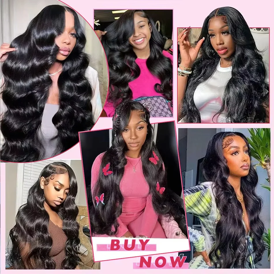 Rosa Beauty 13x6 HD Transparent Frontal Lace Front Wigs Brazilian 30 Inch Body Wave Human Hair Raw Cheap Wigs Clearance Wig