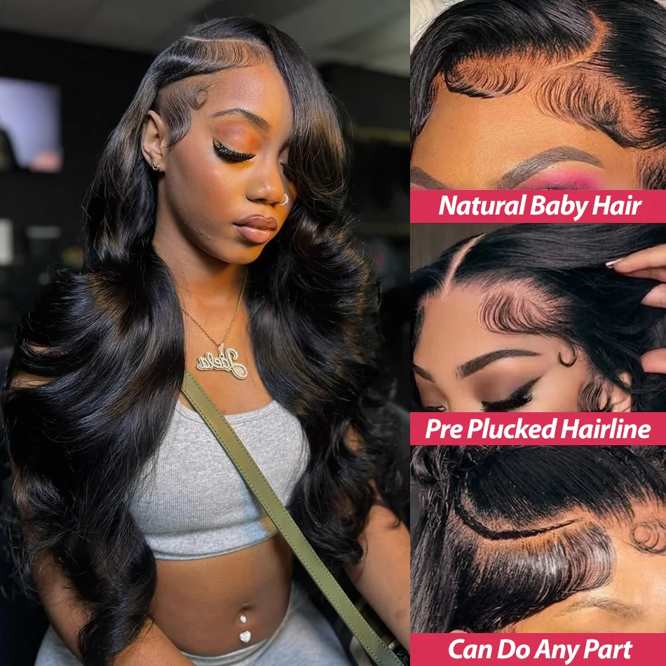 Rosa Beauty 13x6 HD Transparent Frontal Lace Front Wigs Brazilian 30 Inch Body Wave Human Hair Raw Cheap Wigs Clearance Wig