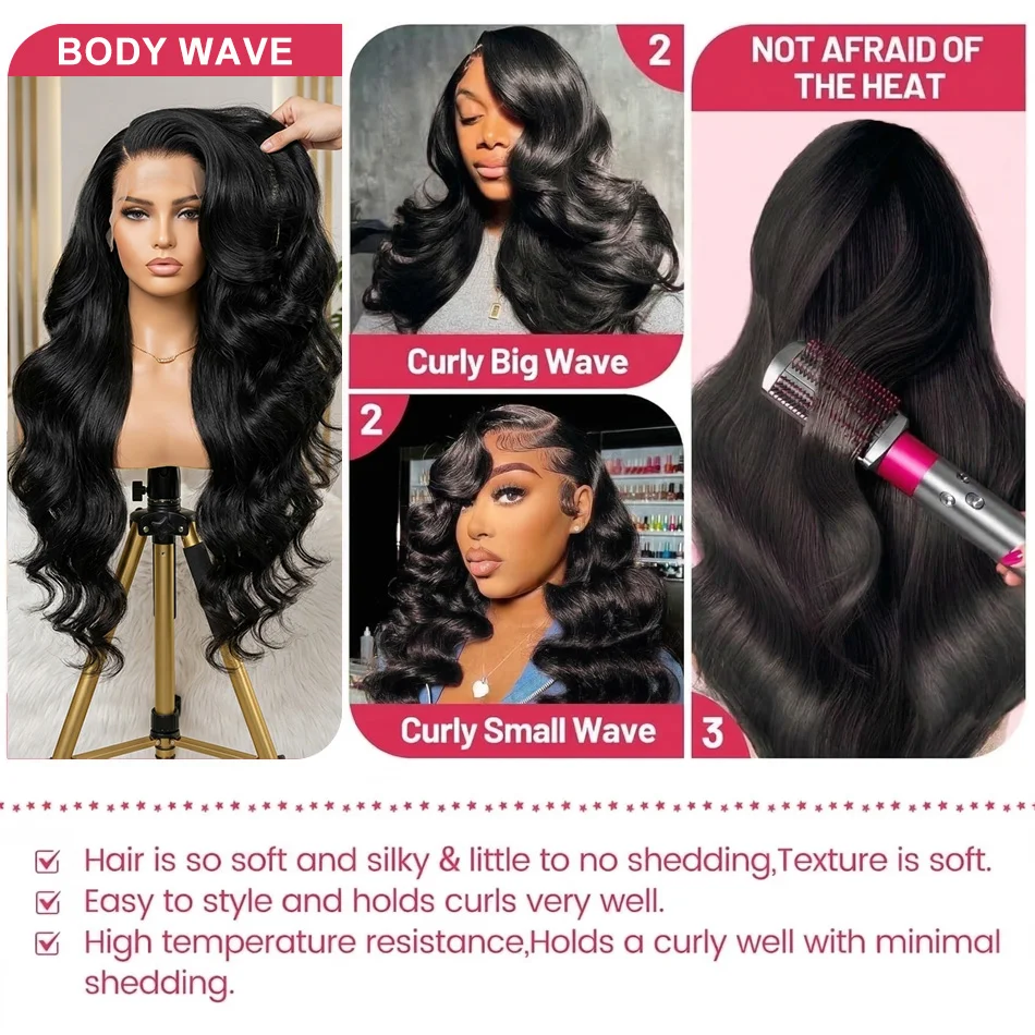 Rosa Beauty 13x6 HD Transparent Frontal Lace Front Wigs Brazilian 30 Inch Body Wave Human Hair Raw Cheap Wigs Clearance Wig