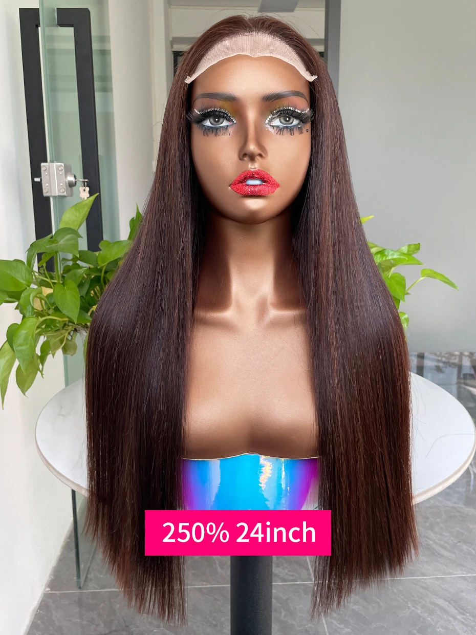 20 22 24 Inch 5x5 Transparent Bone Straight #2 Color 13x4 13x6 Lace Frontal Wig 250 Density Vietnamese Human Hair Wigs For Women