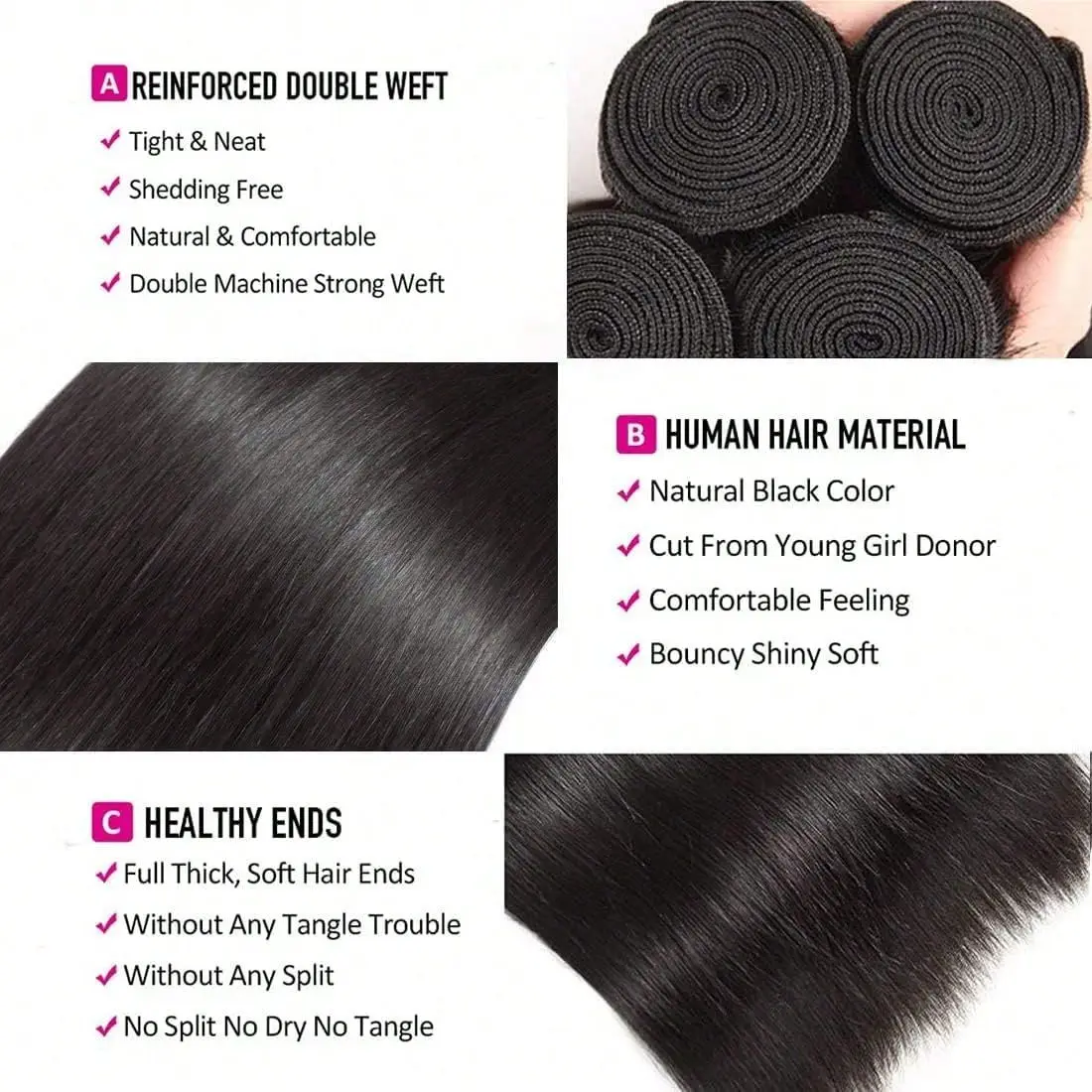 13A Straight Bundles Human Hair Bundles Straight 3 Bundle 20 Inch Brazilian Virgin Straight Hair Straight Bundles Human Hair Bundles For Black Woman