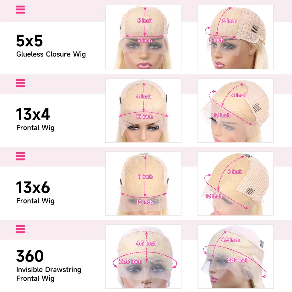613 360 Invisible Drawstring Lace Frontal Wig Ponytail Pre Plucked Straight 13x4 13x6 Lace Front Human Hair Wig Glueless 5x5 Closure Wig Brazilian Honey Blonde Colored Human Hair Wig 250 Density Adjustable Invisi Strap Wigs
