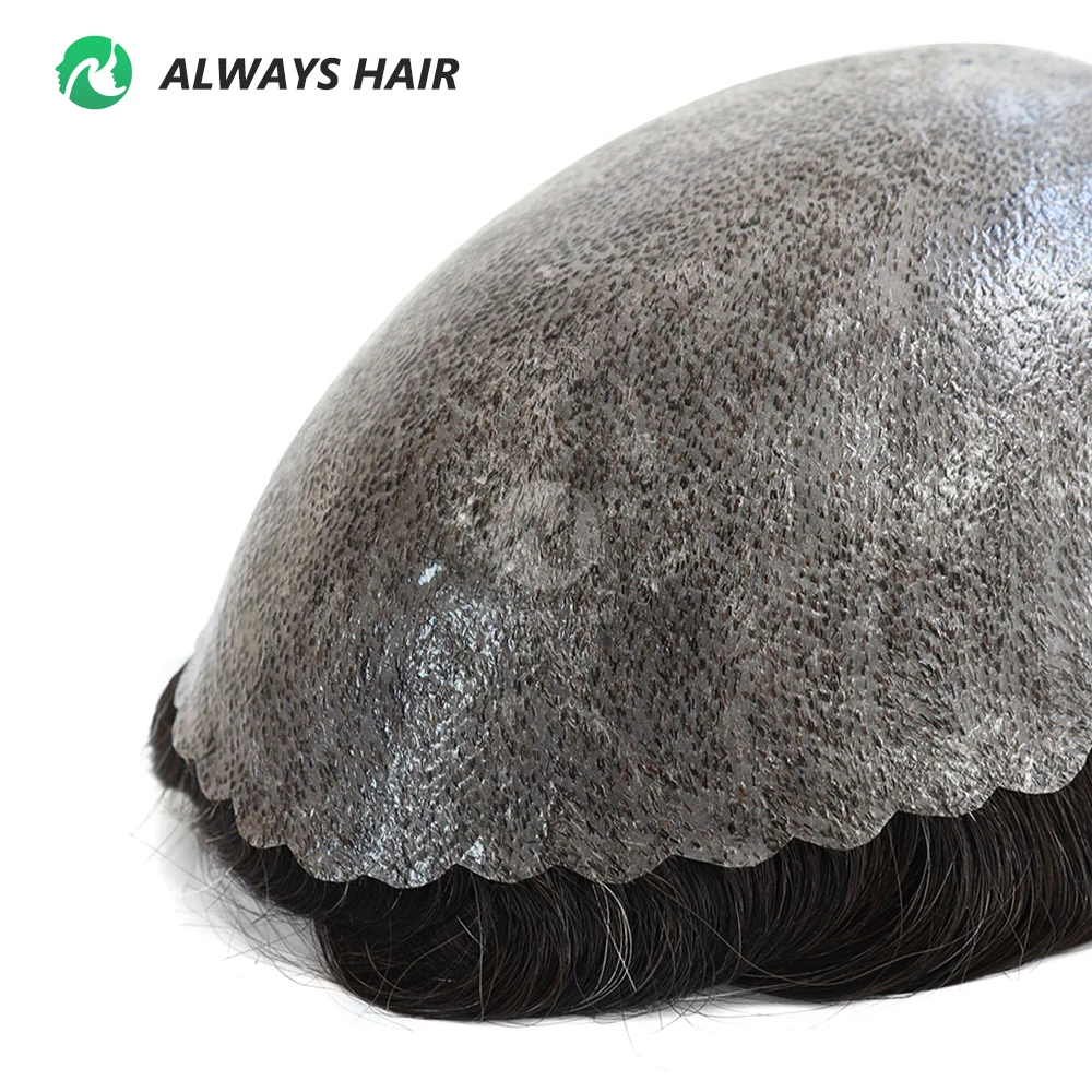 I SKIN Men's Capillary Prothesis 0.12-0.14mm Indian Human Hair 130% Hair Density Men Toupee 6x8 6x9 7x9 7x10 8x10 Size Wig Man
