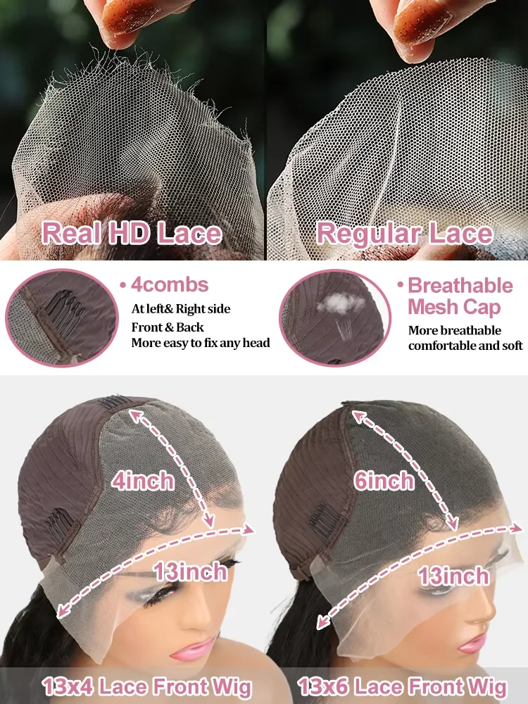 30inch Vietnamese Body Wave 250% Density 13x6 HD Lace Front Human Hair Wigs Raw 13x4 Frontal Wigs Women Glueless Closure Wig