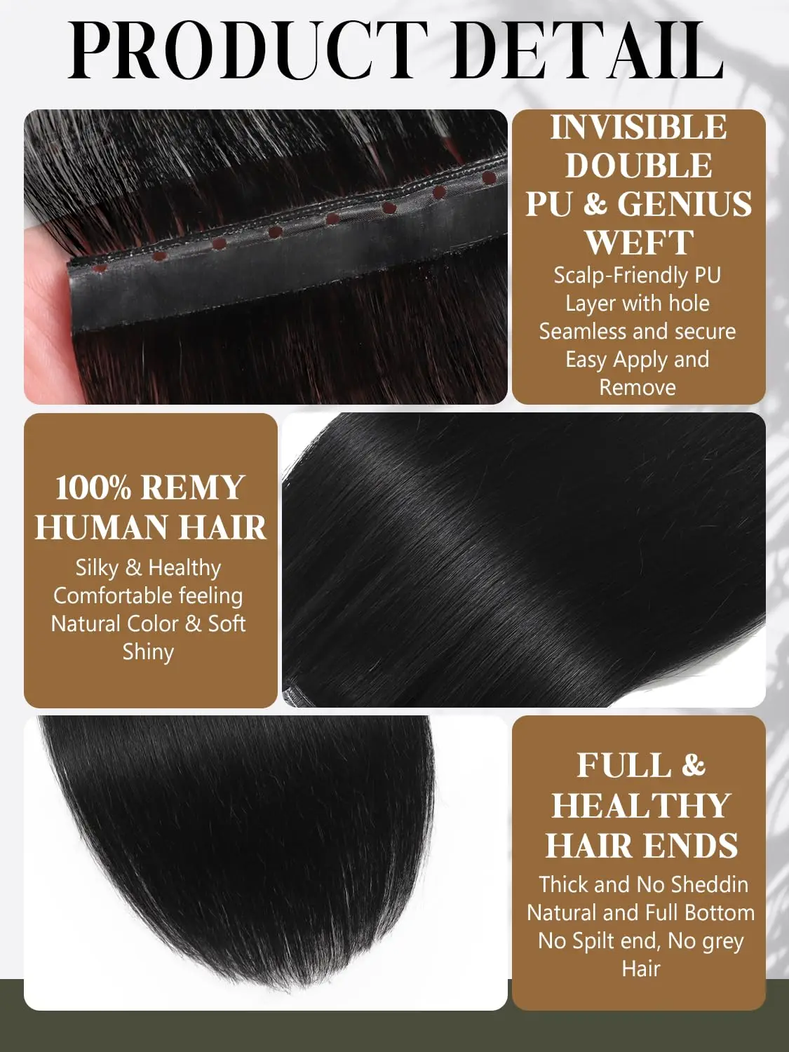 16inch Butterfly Weft Hair Extensions Human Hair Glueless OVO Pu Hole Genius Hand Tied Invisible DIY Double Weft Hair Extensions