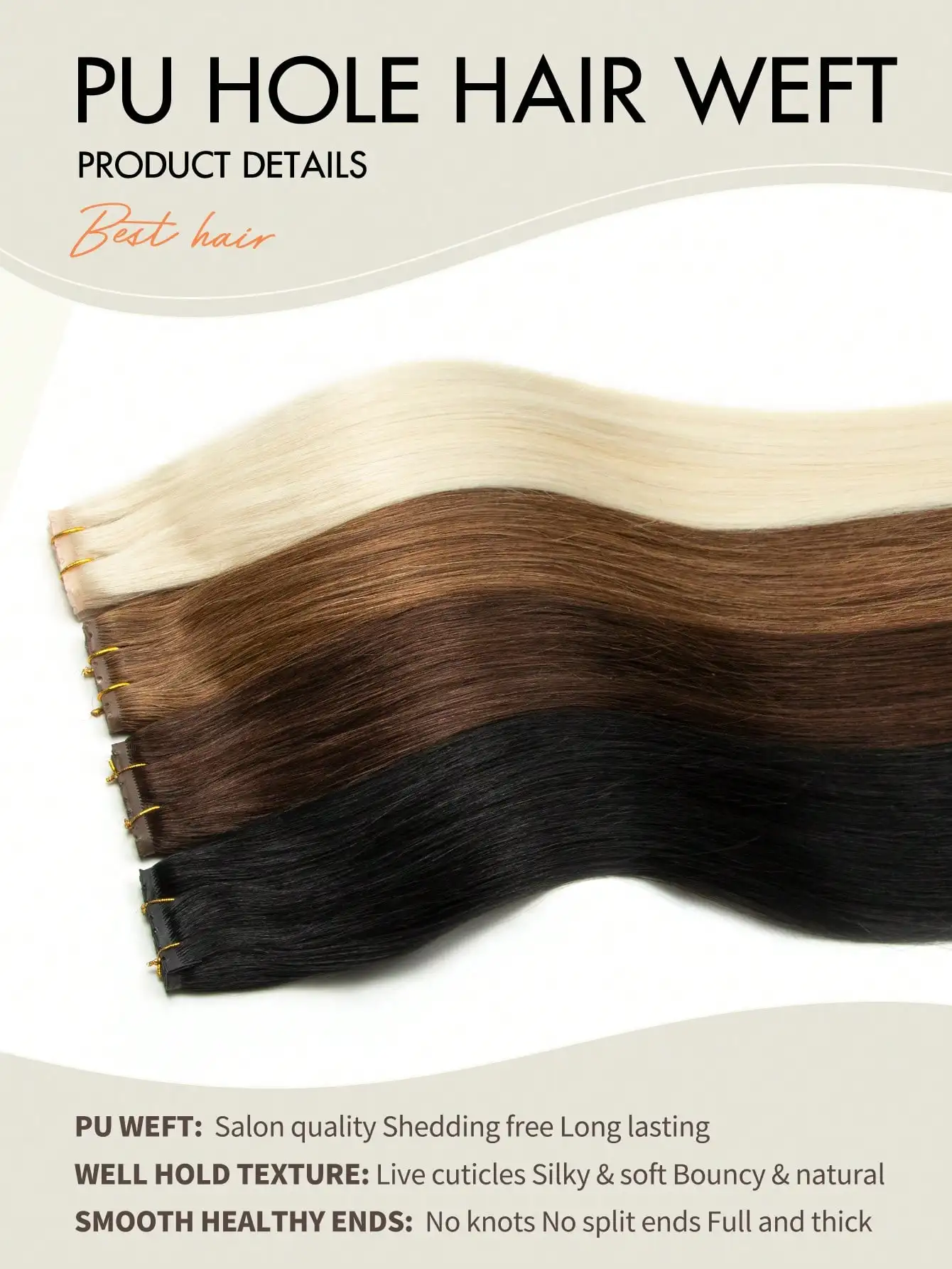 16inch Butterfly Weft Hair Extensions Human Hair Glueless OVO Pu Hole Genius Hand Tied Invisible DIY Double Weft Hair Extensions