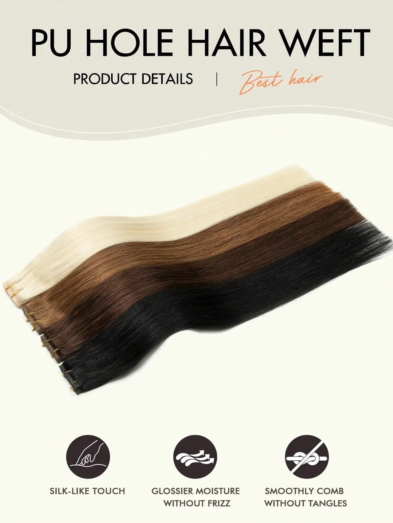 16inch Butterfly Weft Hair Extensions Human Hair Glueless OVO Pu Hole Genius Hand Tied Invisible DIY Double Weft Hair Extensions