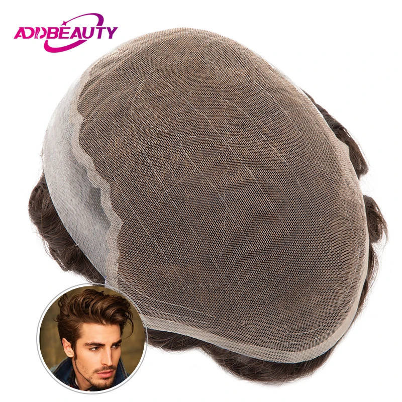 Lace PU Toupee Human Hair Wig Men Toupee Indian Human Hair System Unit Hairpiece Man Capillary Prothesis Natural Human Hair Wigs