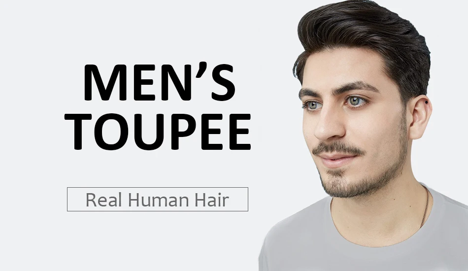 Lace PU Toupee Human Hair Wig Men Toupee Indian Human Hair System Unit Hairpiece Man Capillary Prothesis Natural Human Hair Wigs