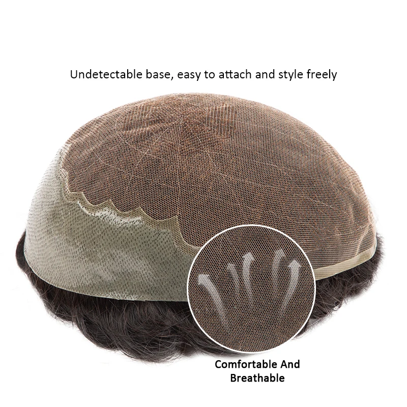 Lace PU Toupee Human Hair Wig Men Toupee Indian Human Hair System Unit Hairpiece Man Capillary Prothesis Natural Human Hair Wigs