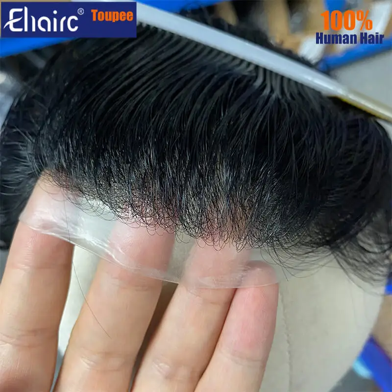 0.02mm Super thin Male Hair Prosthesis Skin Wigs for men 6" Men's capillary prothesis 100% Human Hair Thinnest Skin Toupee Men