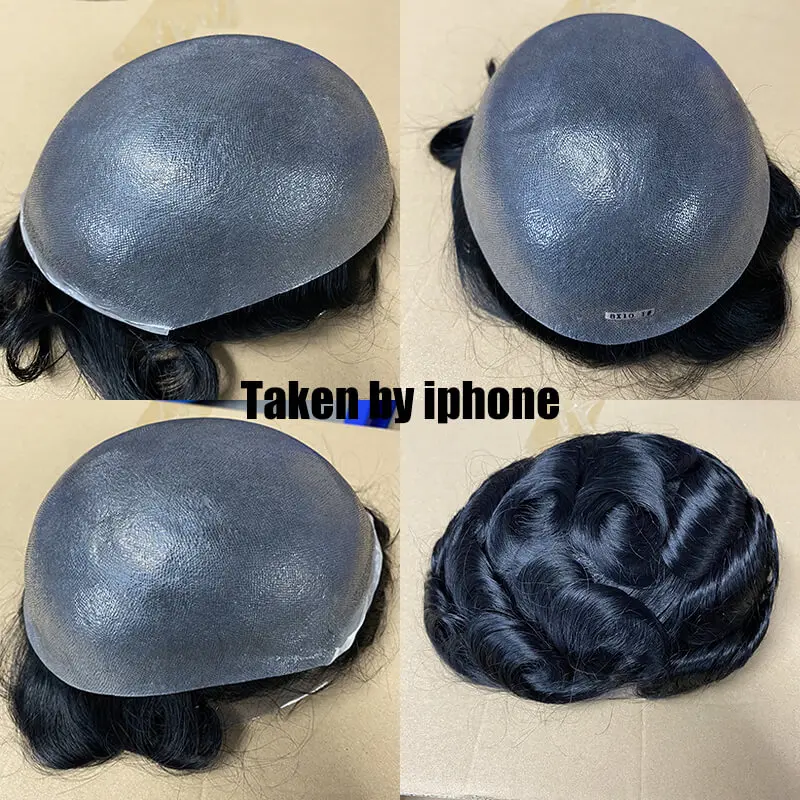 0.02mm Super thin Male Hair Prosthesis Skin Wigs for men 6" Men's capillary prothesis 100% Human Hair Thinnest Skin Toupee Men