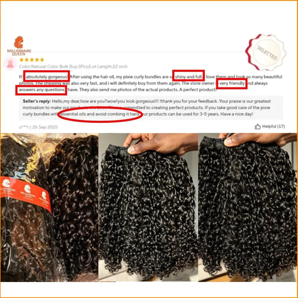 Millionaire Queen Double Weft 3B3C Pixie Curly Bundle 14-26 Inch Human Hair Curly Extension Braid Quick Weave Sew In Bulk Bundle