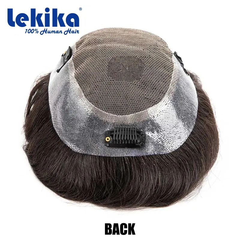 With Clips-Australia Toupee 0.08mm Soft PU Human Hair Wigs French Lace Hair System Remy Human Hair 6'' Wigs For Men