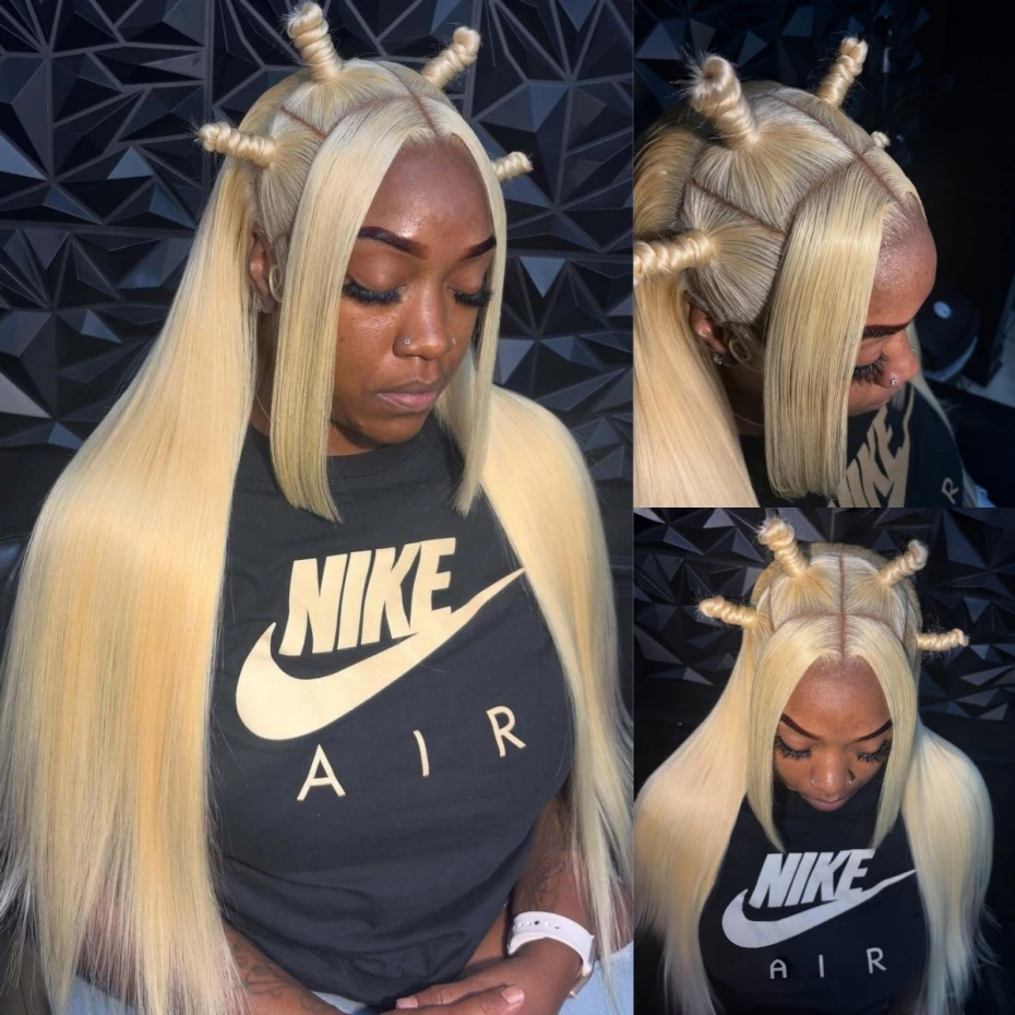 613 13x6 Hd Lace Frontal Wig Human Hair 200% Density Blonde Wig Straight Lace Front Human Hair Wig Pre Plucked 13x4 Lace Front Wigs For Women 38 40 42 inch