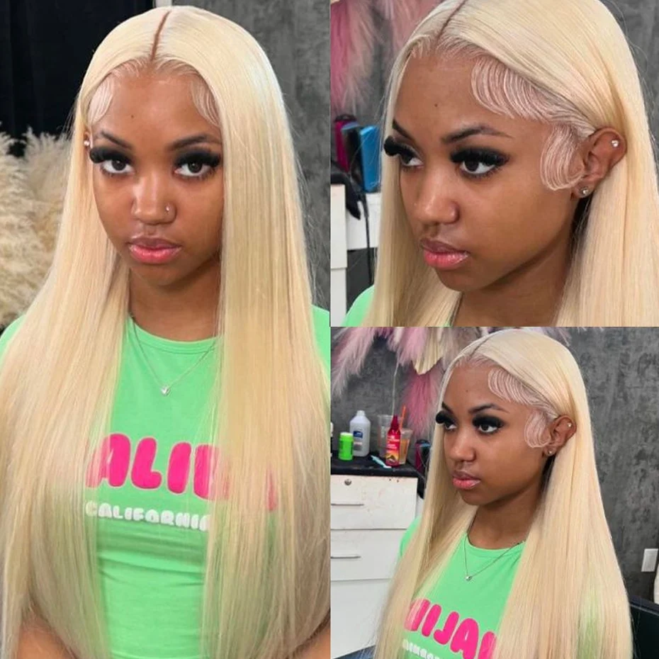 613 13x6 Hd Lace Frontal Wig Human Hair 200% Density Blonde Wig Straight Lace Front Human Hair Wig Pre Plucked 13x4 Lace Front Wigs For Women 38 40 42 inch