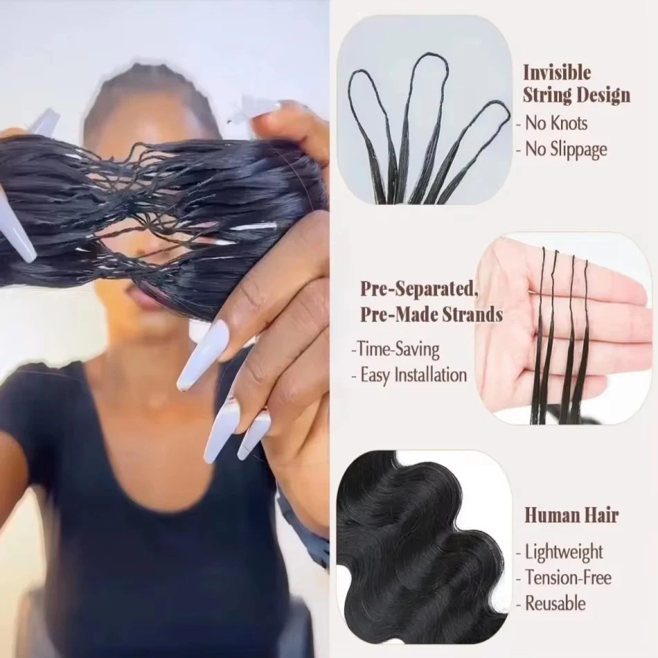 Body Wave Crochet Human Hair 12A Pre-Separated Knotless Crochet Virgin Feather Hair Extensions Human Afro Hair For Women