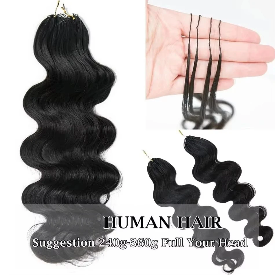 Body Wave Crochet Human Hair 12A Pre-Separated Knotless Crochet Virgin Feather Hair Extensions Human Afro Hair For Women