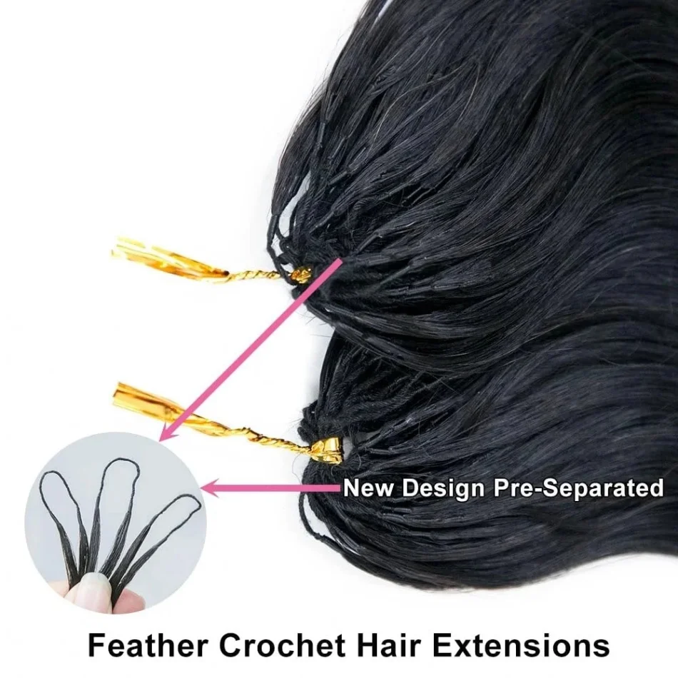 Body Wave Crochet Human Hair 12A Pre-Separated Knotless Crochet Virgin Feather Hair Extensions Human Afro Hair For Women
