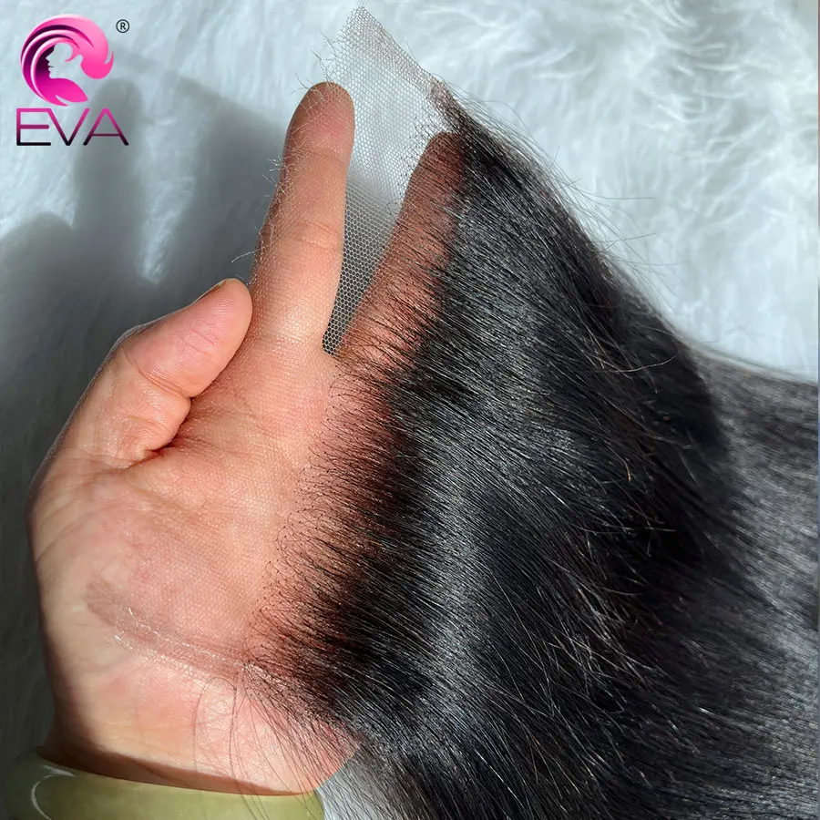 Eva Hair 13x4 HD Lace Frontal Closure Straight & Body Wave 100% Human Hair Invisible Real HD Lace Frontal Only Melt Skins Pre Plucked 5x5 HD Lace Closures Deep Parting 2x6 HD Lace Closure Natural Black