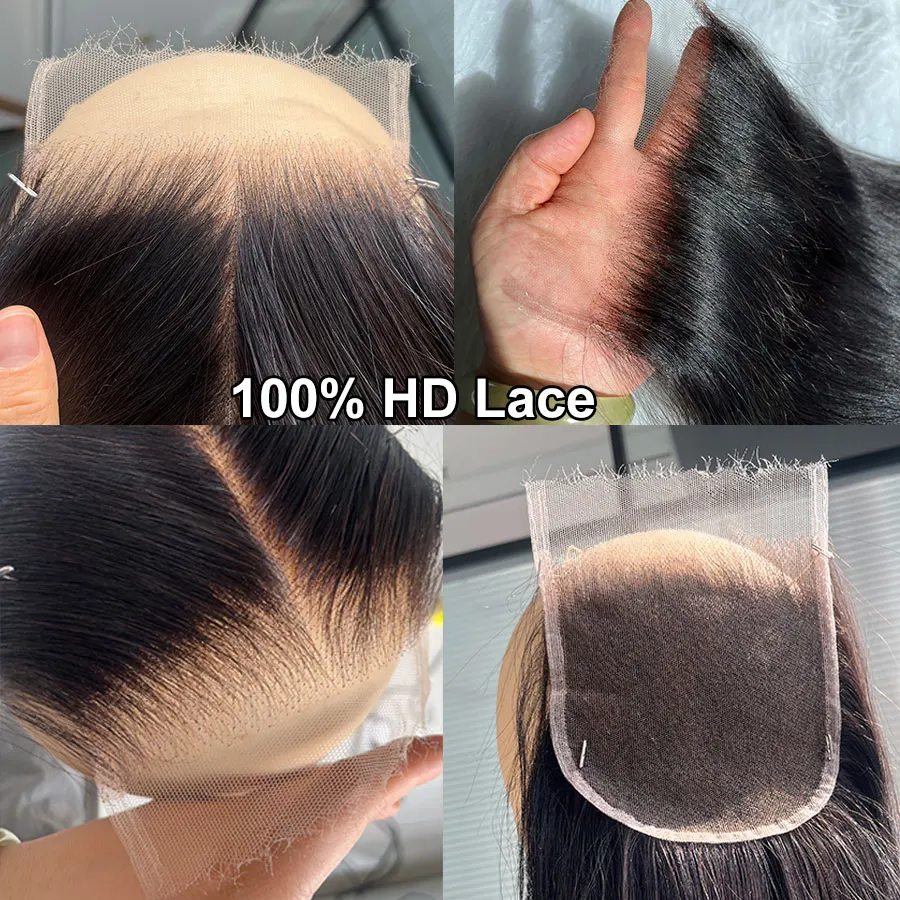 Eva Hair 13x4 HD Lace Frontal Closure Straight & Body Wave 100% Human Hair Invisible Real HD Lace Frontal Only Melt Skins Pre Plucked 5x5 HD Lace Closures Deep Parting 2x6 HD Lace Closure Natural Black