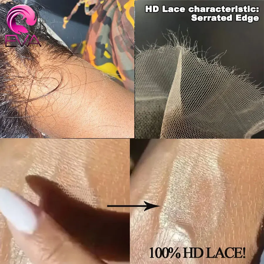 Eva Hair 13x4 HD Lace Frontal Closure Straight & Body Wave 100% Human Hair Invisible Real HD Lace Frontal Only Melt Skins Pre Plucked 5x5 HD Lace Closures Deep Parting 2x6 HD Lace Closure Natural Black