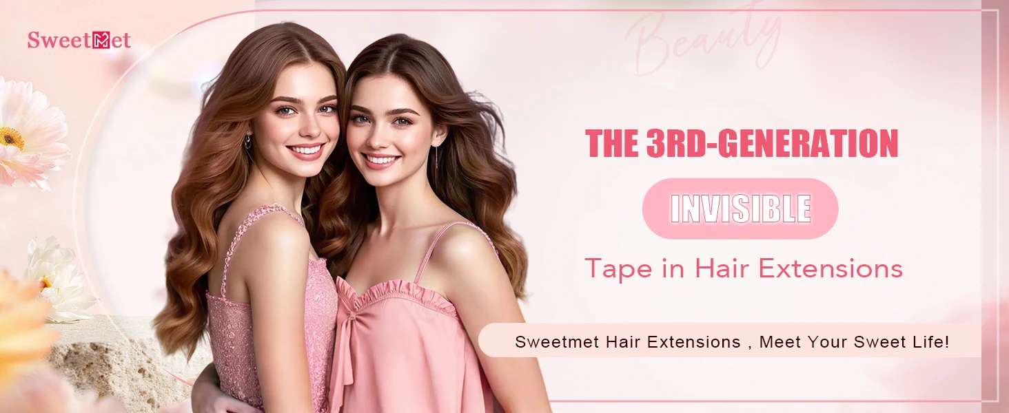 Sweetmet Invisible Tape in Hair Extensions Real Human Hair 3rd-Generation Pro3.0#1 Jet Black Color 20pcs 30g-50g 14inch-22inch Seamless Injected Hand-Tied Remy Quality Invisi Edge Tape in Extensions(#1)