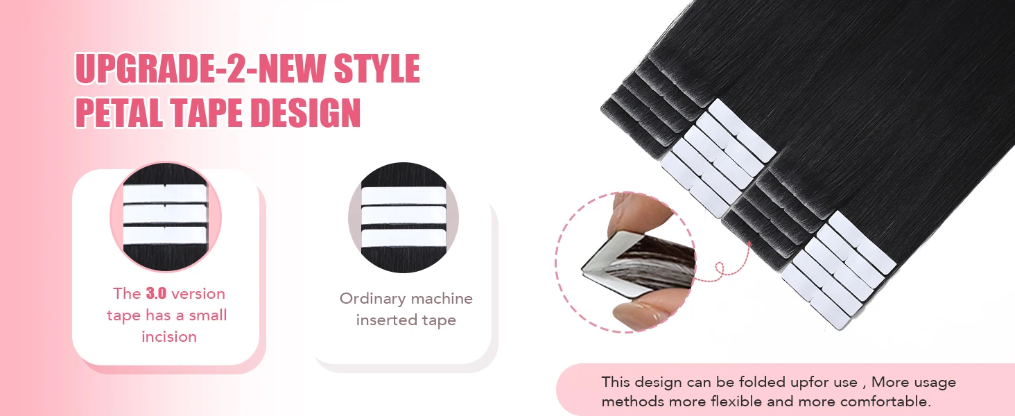 Sweetmet Invisible Tape in Hair Extensions Real Human Hair 3rd-Generation Pro3.0#1 Jet Black Color 20pcs 30g-50g 14inch-22inch Seamless Injected Hand-Tied Remy Quality Invisi Edge Tape in Extensions(#1)