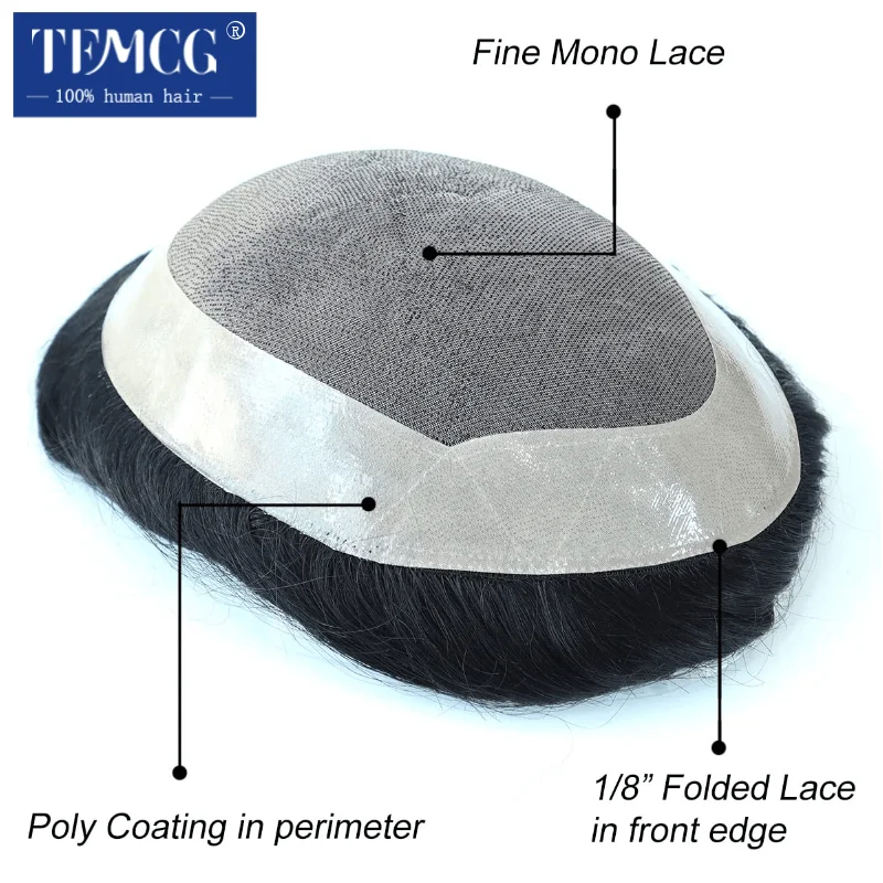 Men's Capillary Prothesis Mono Toupee Men Wig Natural Human Hair Wigs for Men Durable Male Hair Prosthesis Capillary Male Wig