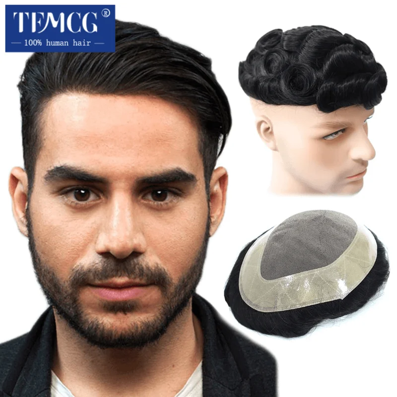 Men's Capillary Prothesis Mono Toupee Men Wig Natural Human Hair Wigs for Men Durable Male Hair Prosthesis Capillary Male Wig