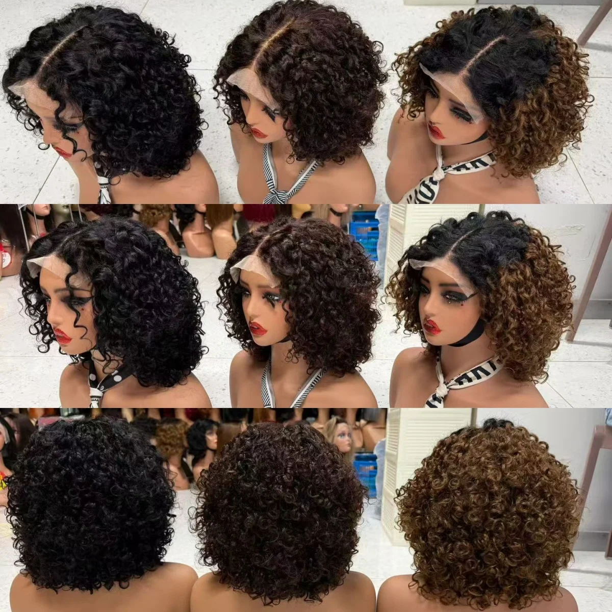 12Inch Colored Kinky Curly Bob Wig Human Hair Wigs 280% 5x5 Transparent Lace Closure Jerry Curly Hair Wigs For Black Women