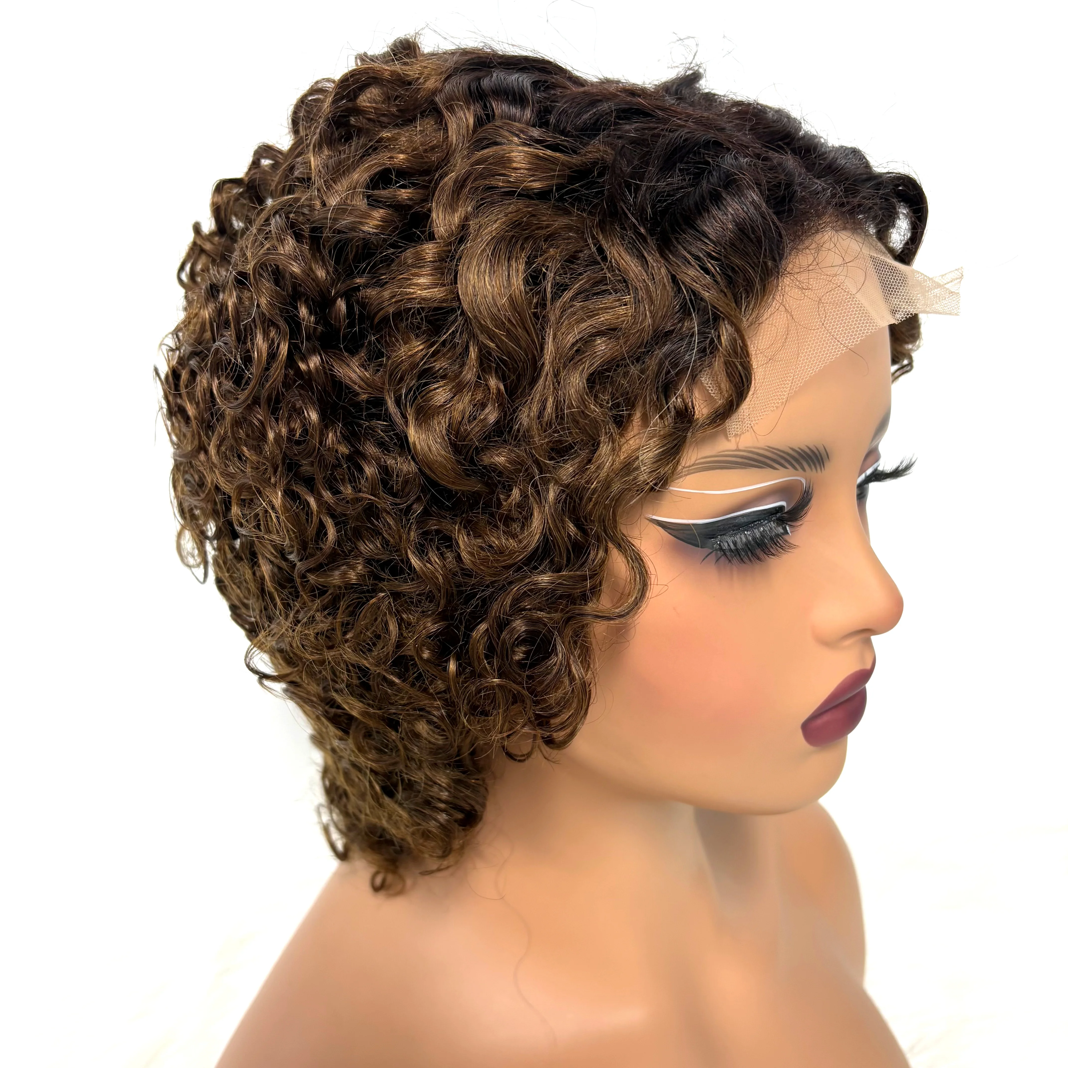 12Inch Colored Kinky Curly Bob Wig Human Hair Wigs 280% 5x5 Transparent Lace Closure Jerry Curly Hair Wigs For Black Women