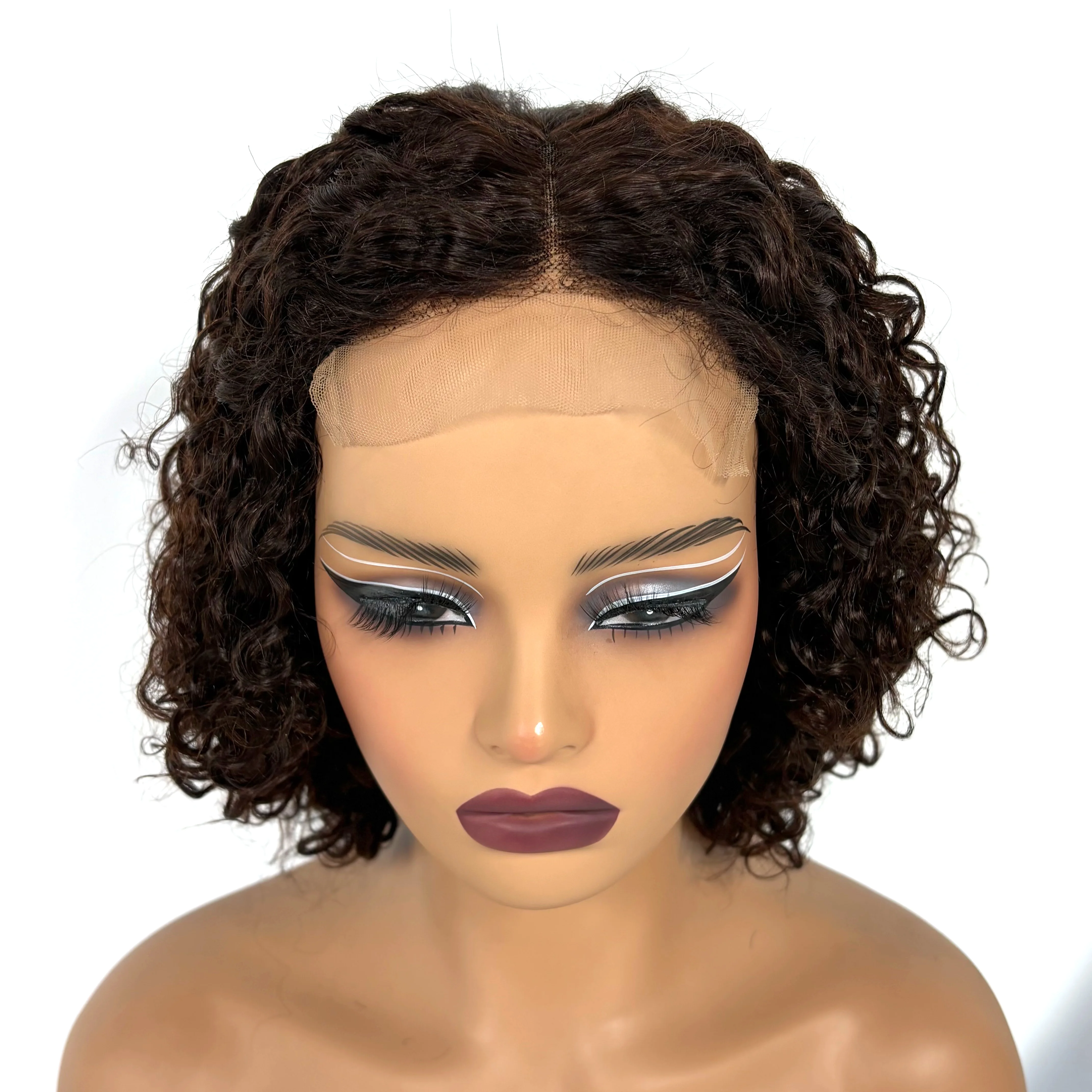 12Inch Colored Kinky Curly Bob Wig Human Hair Wigs 280% 5x5 Transparent Lace Closure Jerry Curly Hair Wigs For Black Women