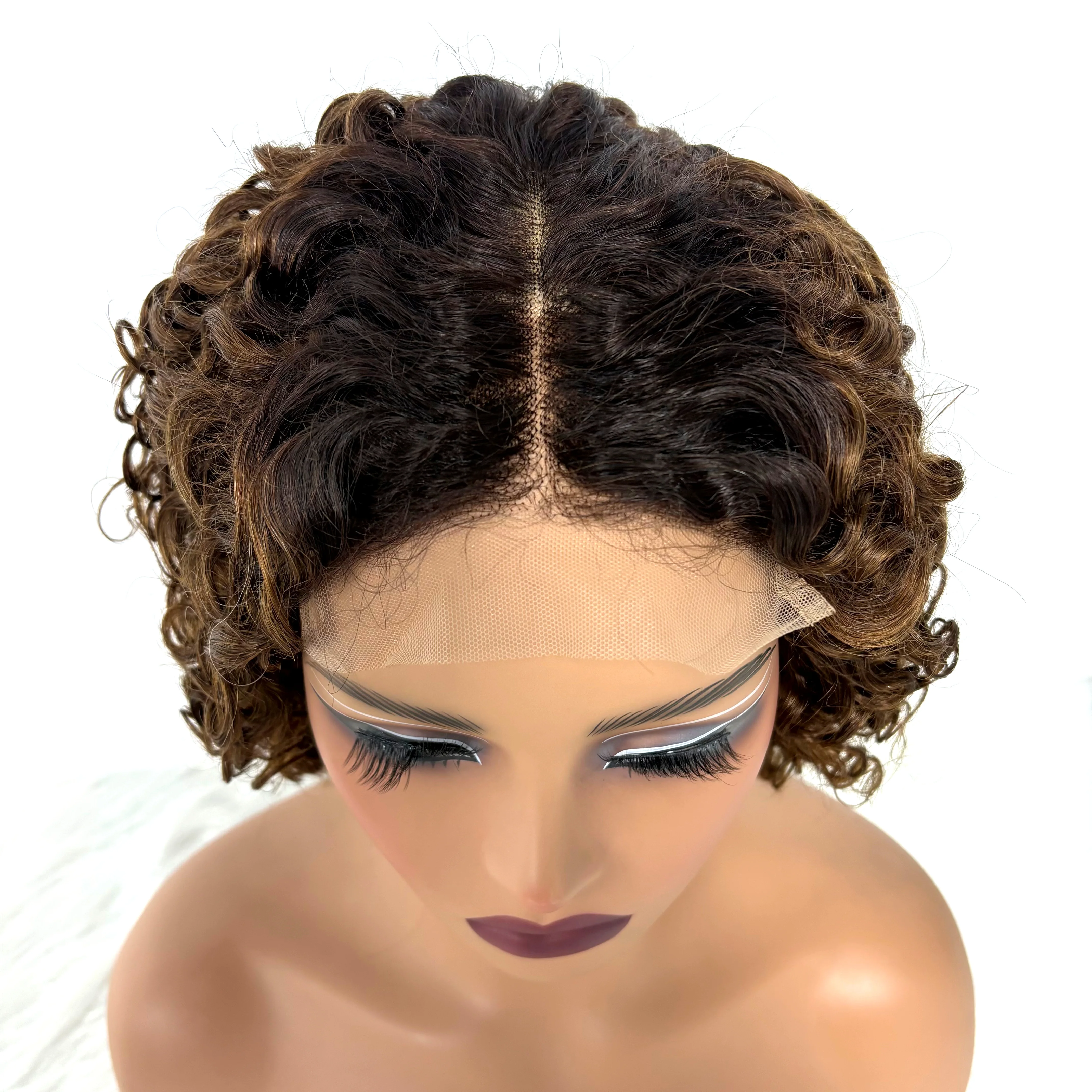 12Inch Colored Kinky Curly Bob Wig Human Hair Wigs 280% 5x5 Transparent Lace Closure Jerry Curly Hair Wigs For Black Women