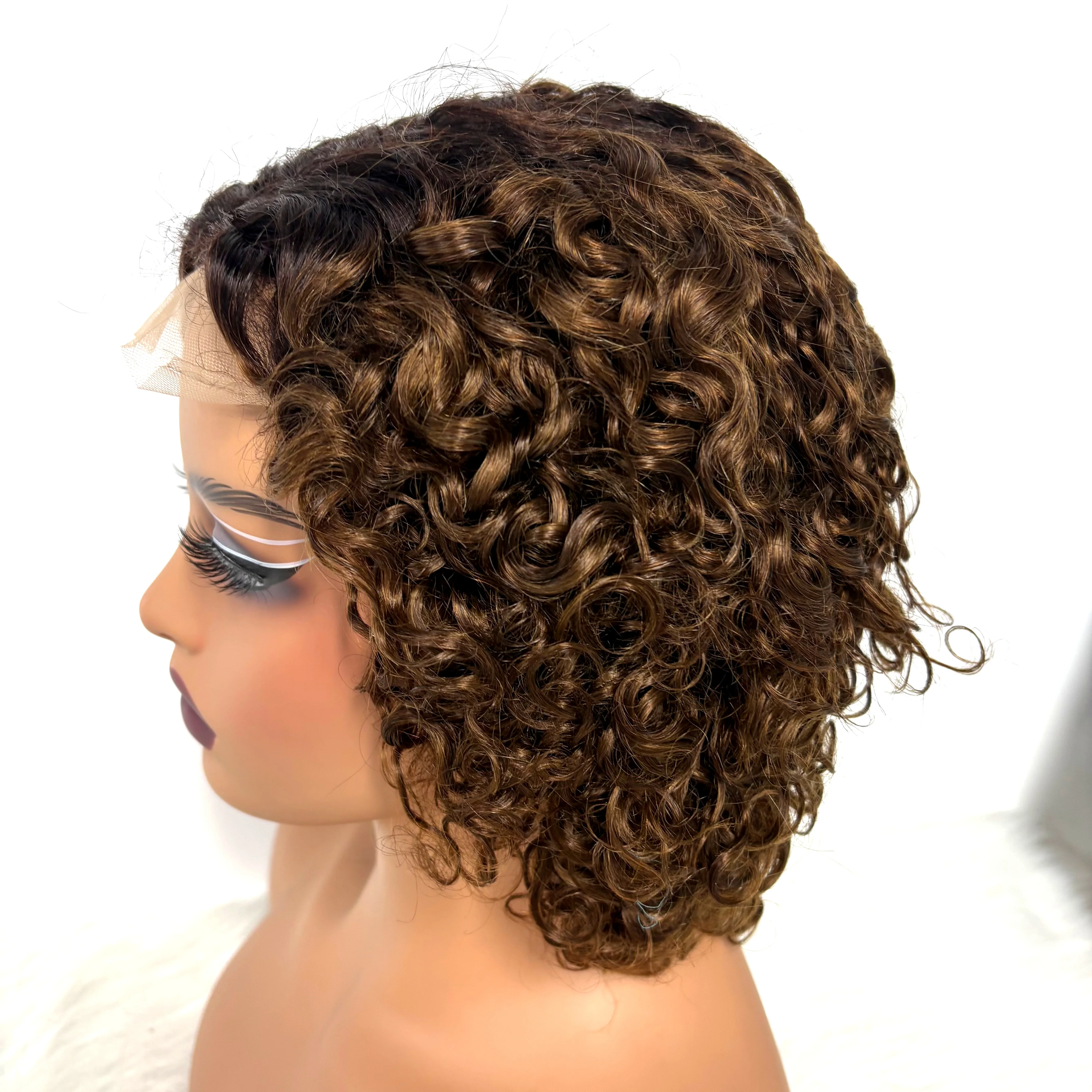 12Inch Colored Kinky Curly Bob Wig Human Hair Wigs 280% 5x5 Transparent Lace Closure Jerry Curly Hair Wigs For Black Women
