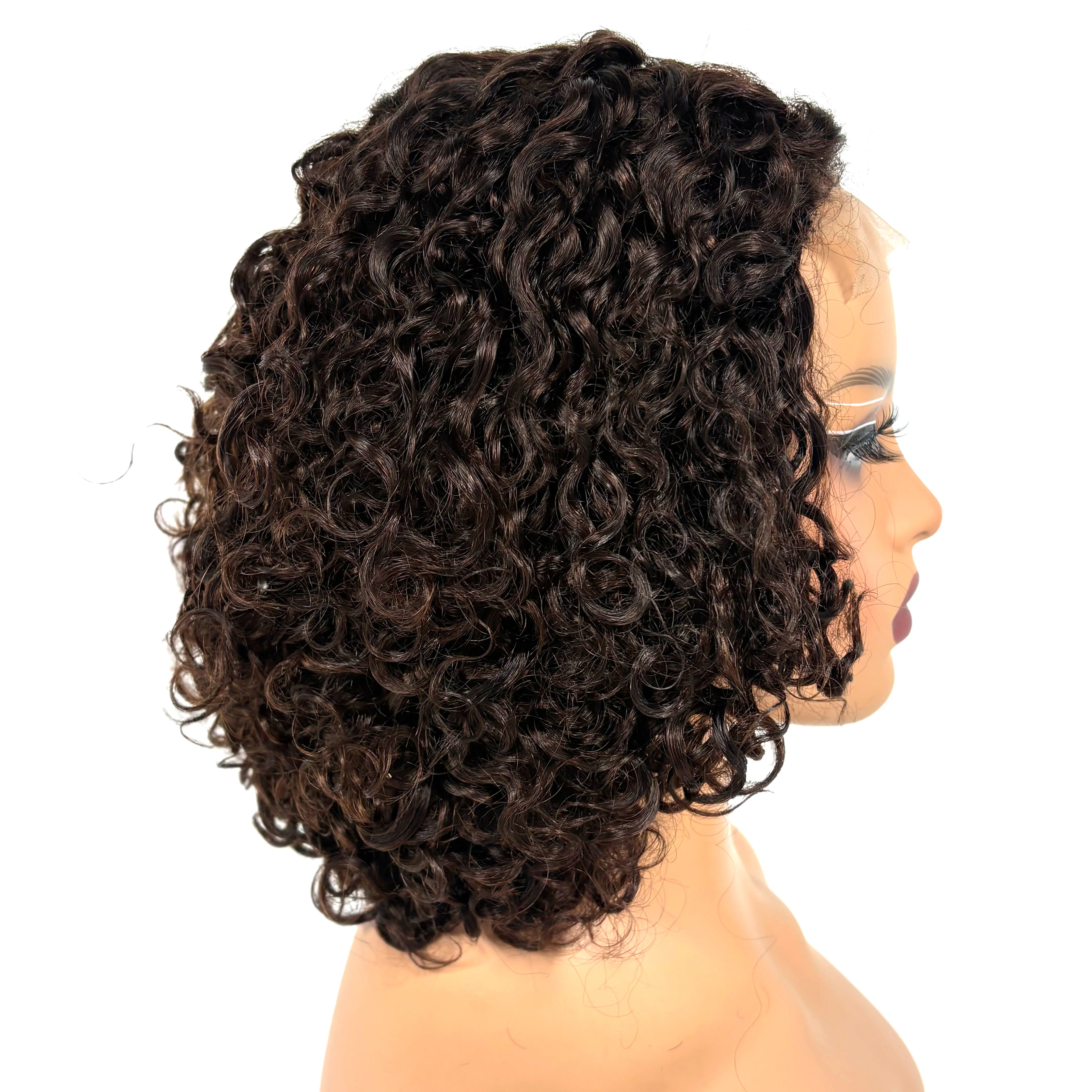 12Inch Colored Kinky Curly Bob Wig Human Hair Wigs 280% 5x5 Transparent Lace Closure Jerry Curly Hair Wigs For Black Women