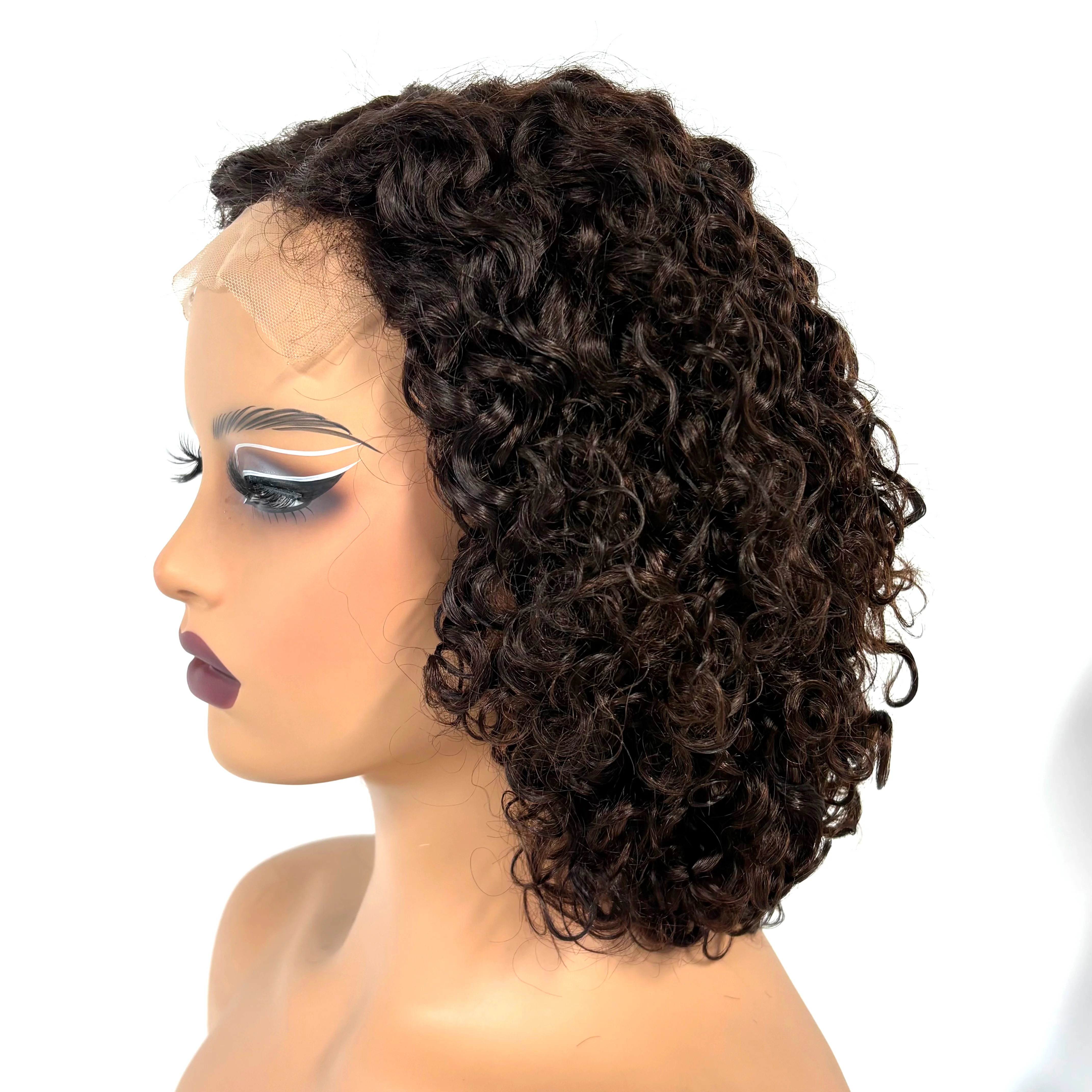 12Inch Colored Kinky Curly Bob Wig Human Hair Wigs 280% 5x5 Transparent Lace Closure Jerry Curly Hair Wigs For Black Women