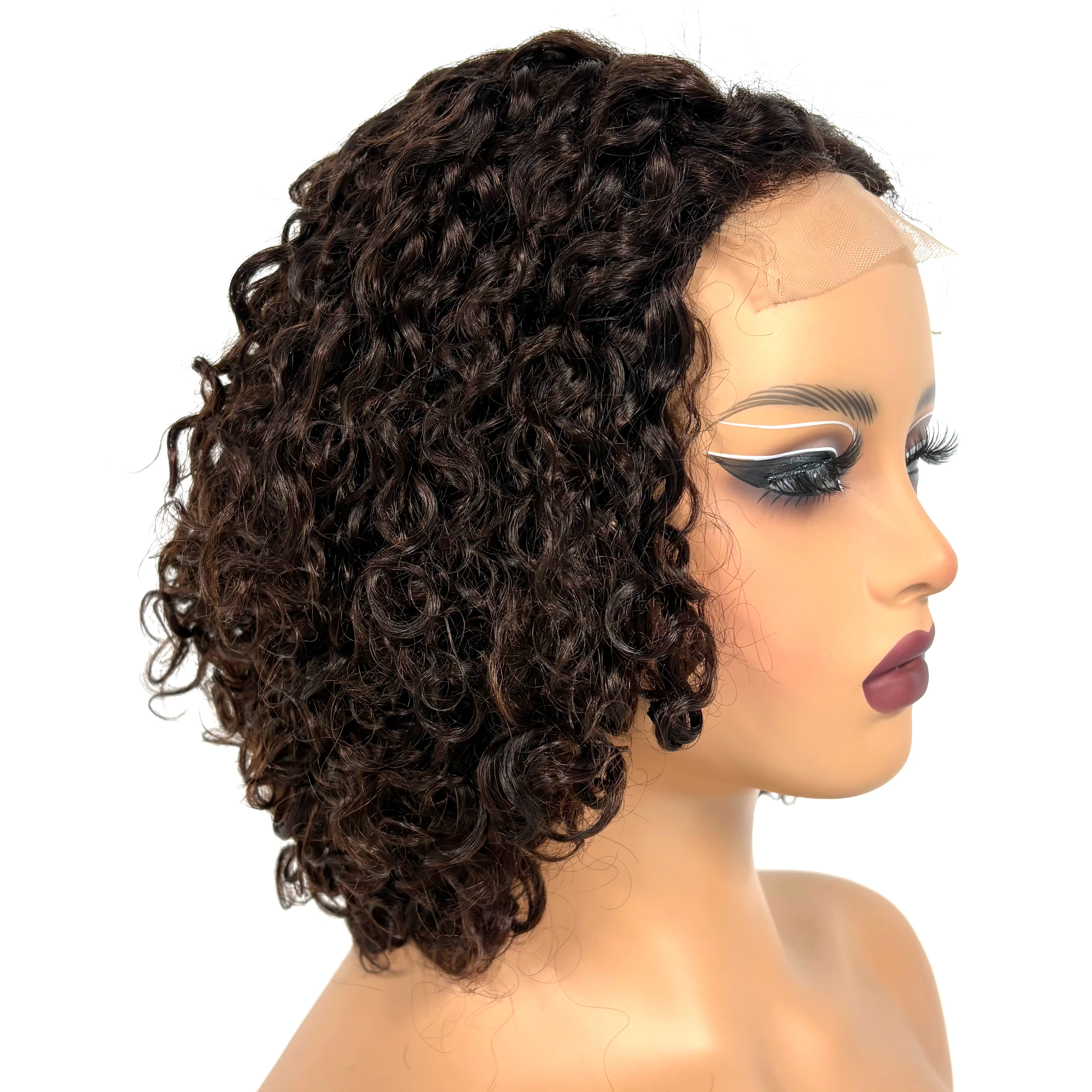 12Inch Colored Kinky Curly Bob Wig Human Hair Wigs 280% 5x5 Transparent Lace Closure Jerry Curly Hair Wigs For Black Women